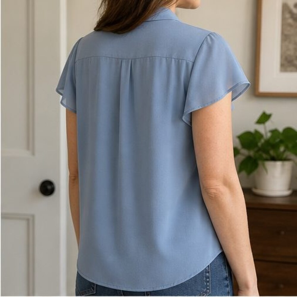 Blue V Neck Top - Picture 3 of 6